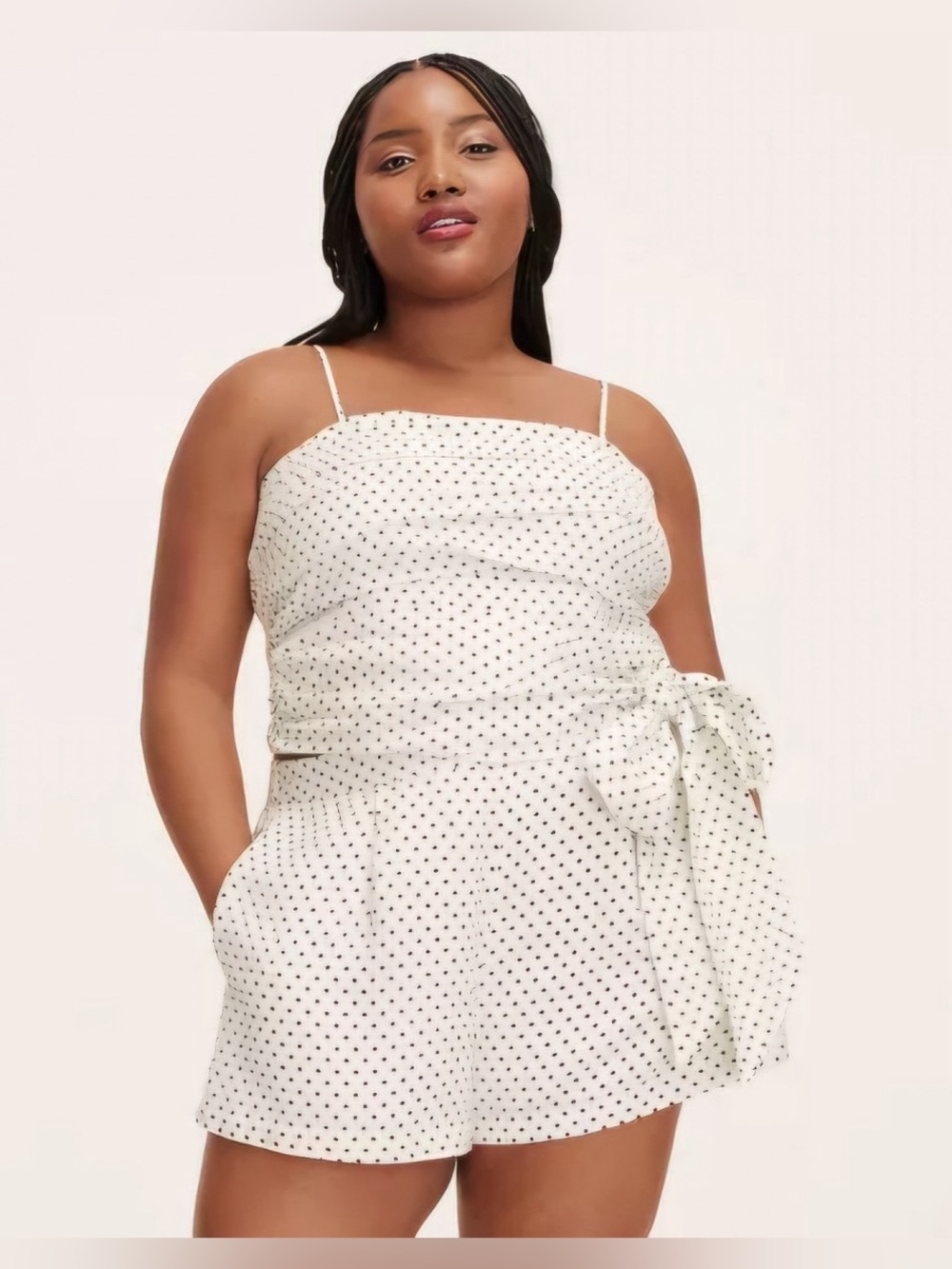 Kate Spade For Target Linen Blend Lined White Polka Dot Pull On Shorts M